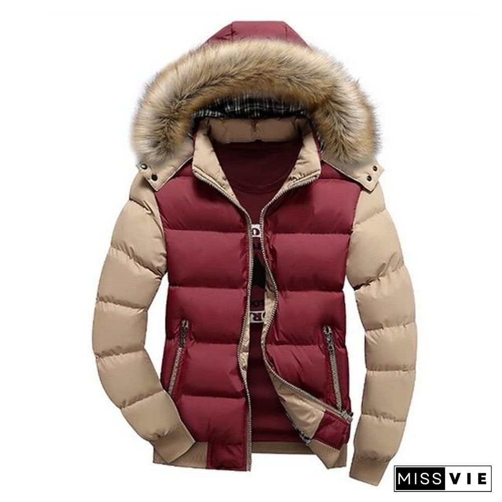 Men's Winter Jackets Thick Hooded Fur Collar Parka Men Coats Casual Padded Mens Jackets