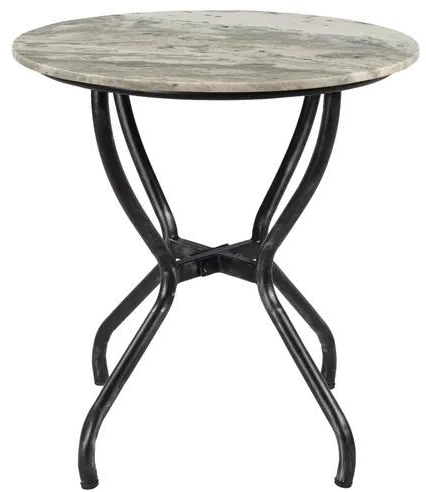 Olsen White and Grey Marble Round Accent Table