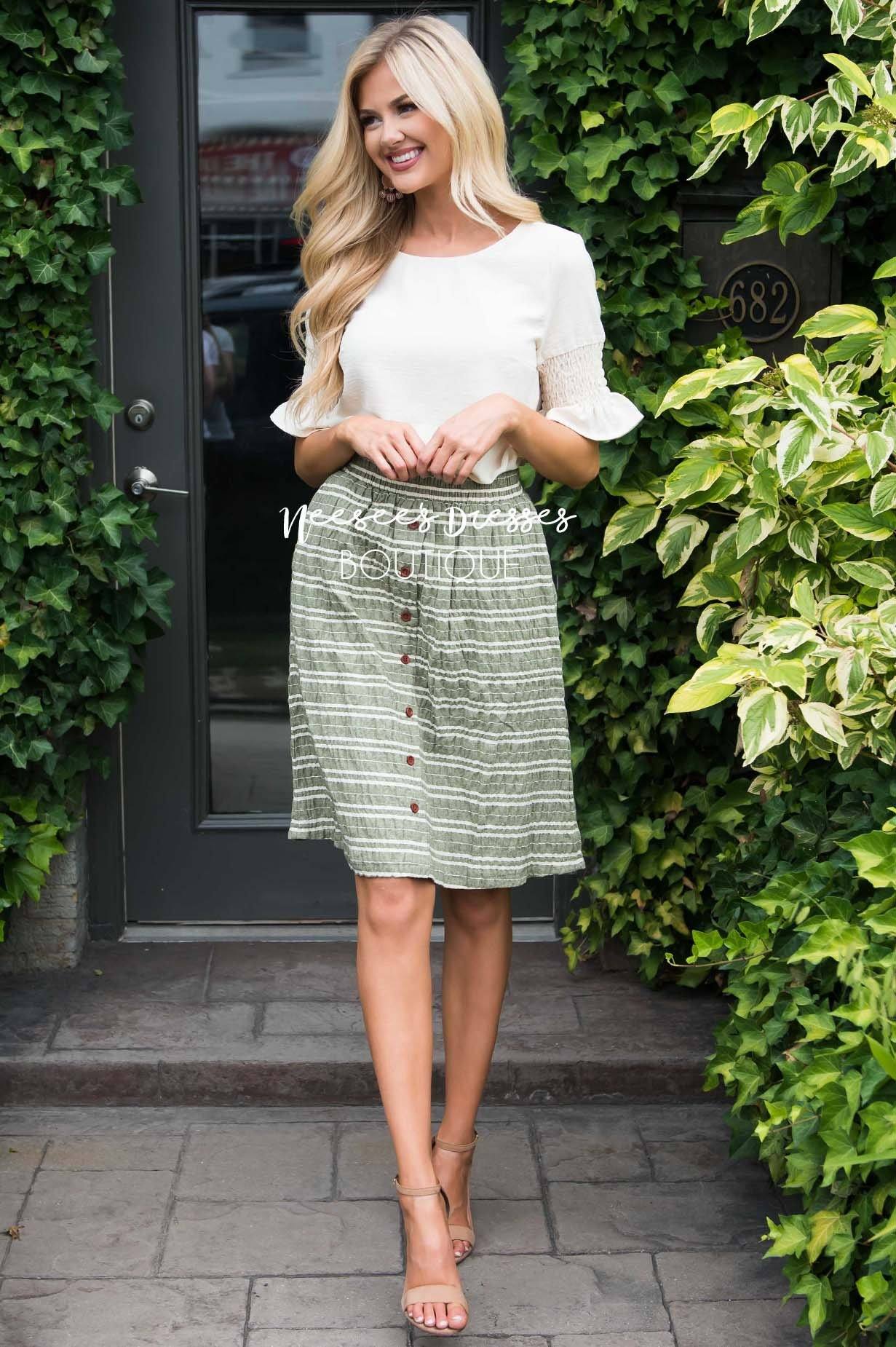 Burst Of Joy Striped Button Skirt