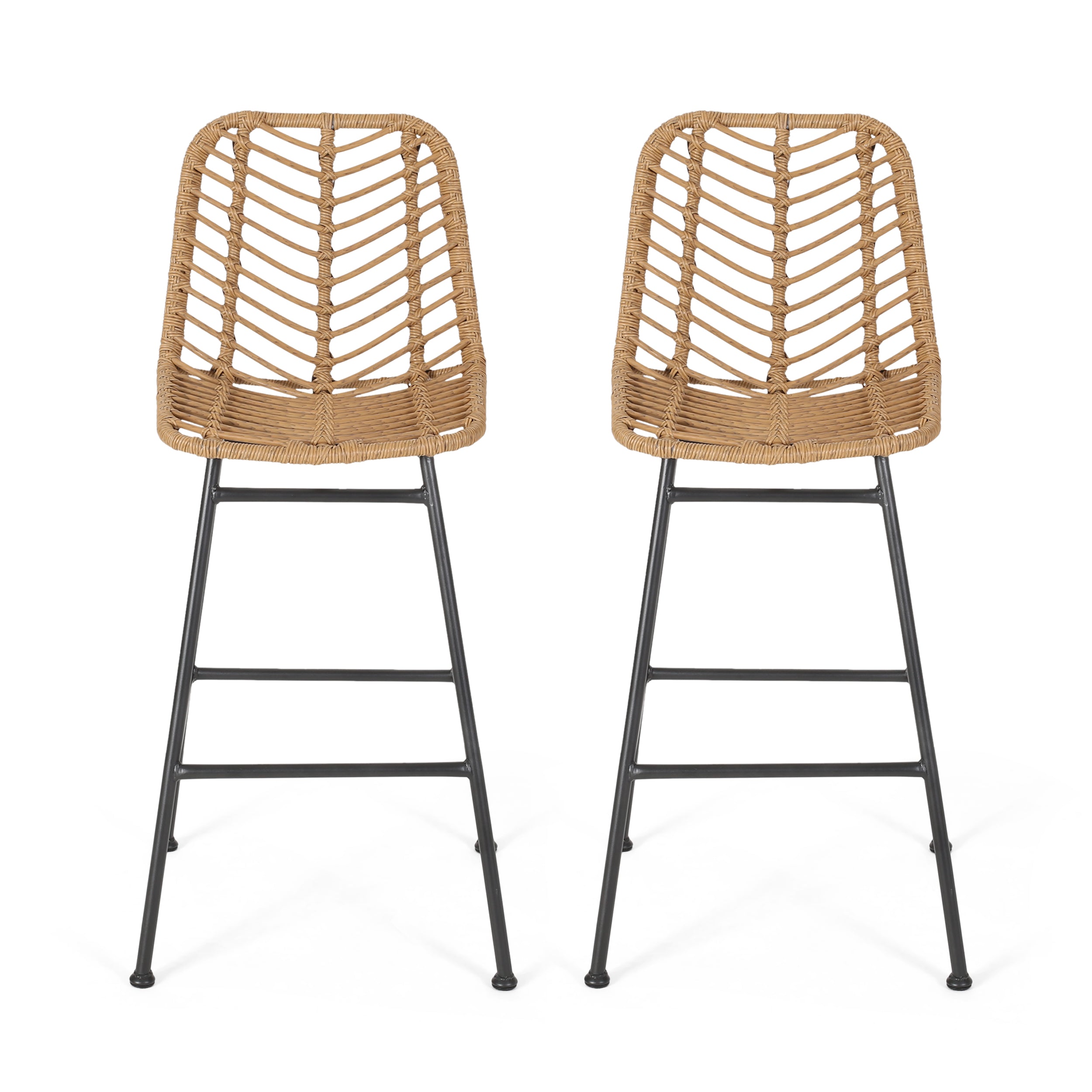 Jessie Outdoor Wicker Barstools (Set of 2)