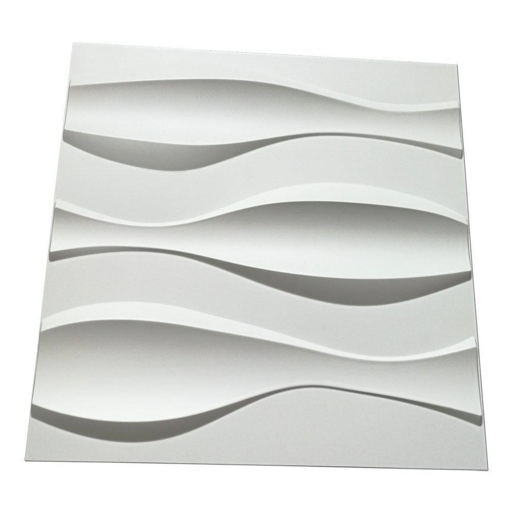 Art3d 19.7 in. x 19.7 in. White PVC 3D Wall Panels for Interior Wall Decor (12-Sheet) A10hd035