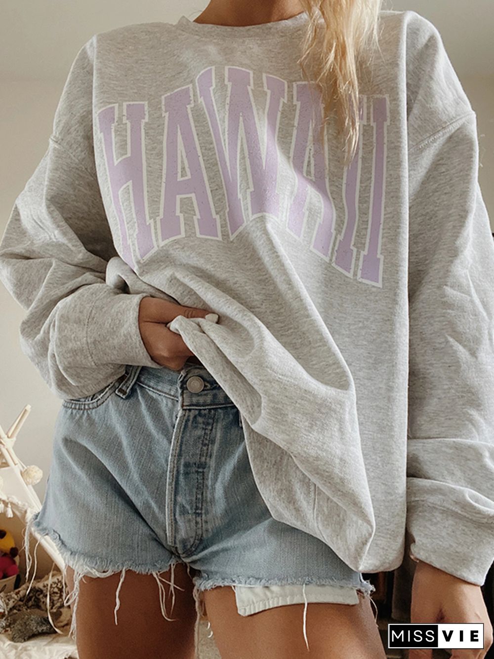 Round Neck Long Sleeve Sweatshirt