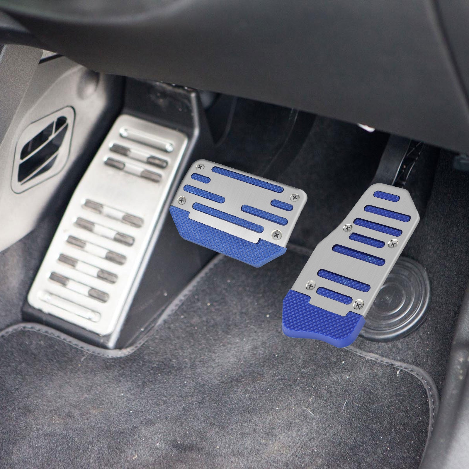 TSV 2pcs Car Gas Brake Pedal Pad Cover， Car Clutch Pads Throttle Brake Pedal， Non-Slip Pedal Pad Footrest Protector， Blue