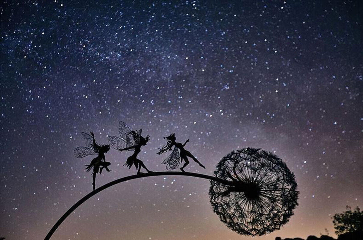 Fairies Dandelions Dance Together Ornament Garden Sculpture Decor Outdoor Statue