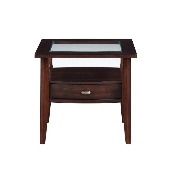 Genoas Traditional Walnut and Glasstop End Table by Furniture of America