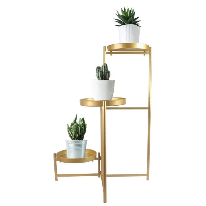 New Latest Sale Gold Modern Planter Stand Plant Pots Round Flower Plant Pot Stand Plante Indoor Outdoor Home Gold Flower Stand