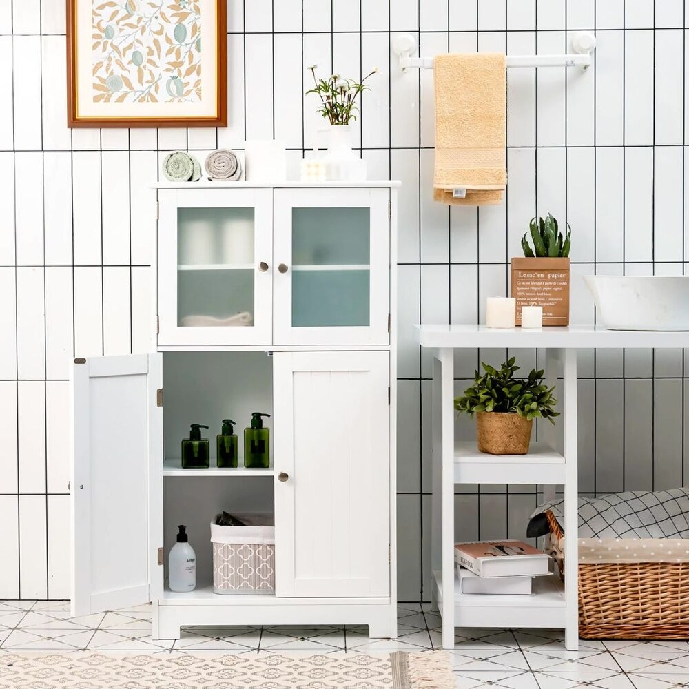 White Floor Storage Cabinet Kitchen Cupboard