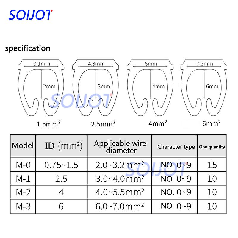 Born Pretty 100pcs/lot 0-9 0123456789 0.75mm2-6mm2 Arabic Numerals M Type Cat 6 Clip Network Ethernet Wire Number Label Tube Cable Marker