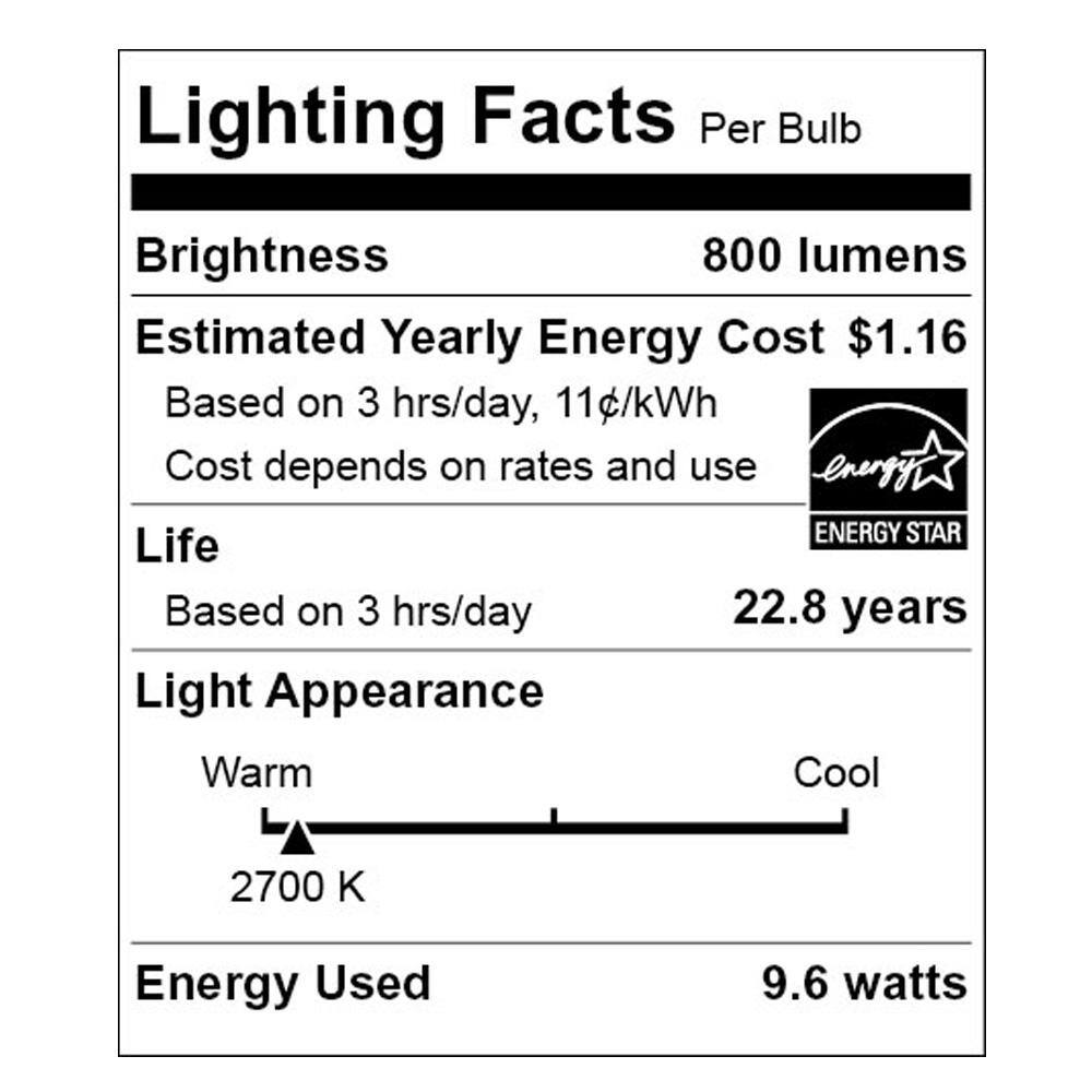 EcoSmart 60-Watt Equivalent A19 Dimmable CEC LED Light Bulb with Selectable Color Temperature (2-Pack) 11A19060W5CCT01