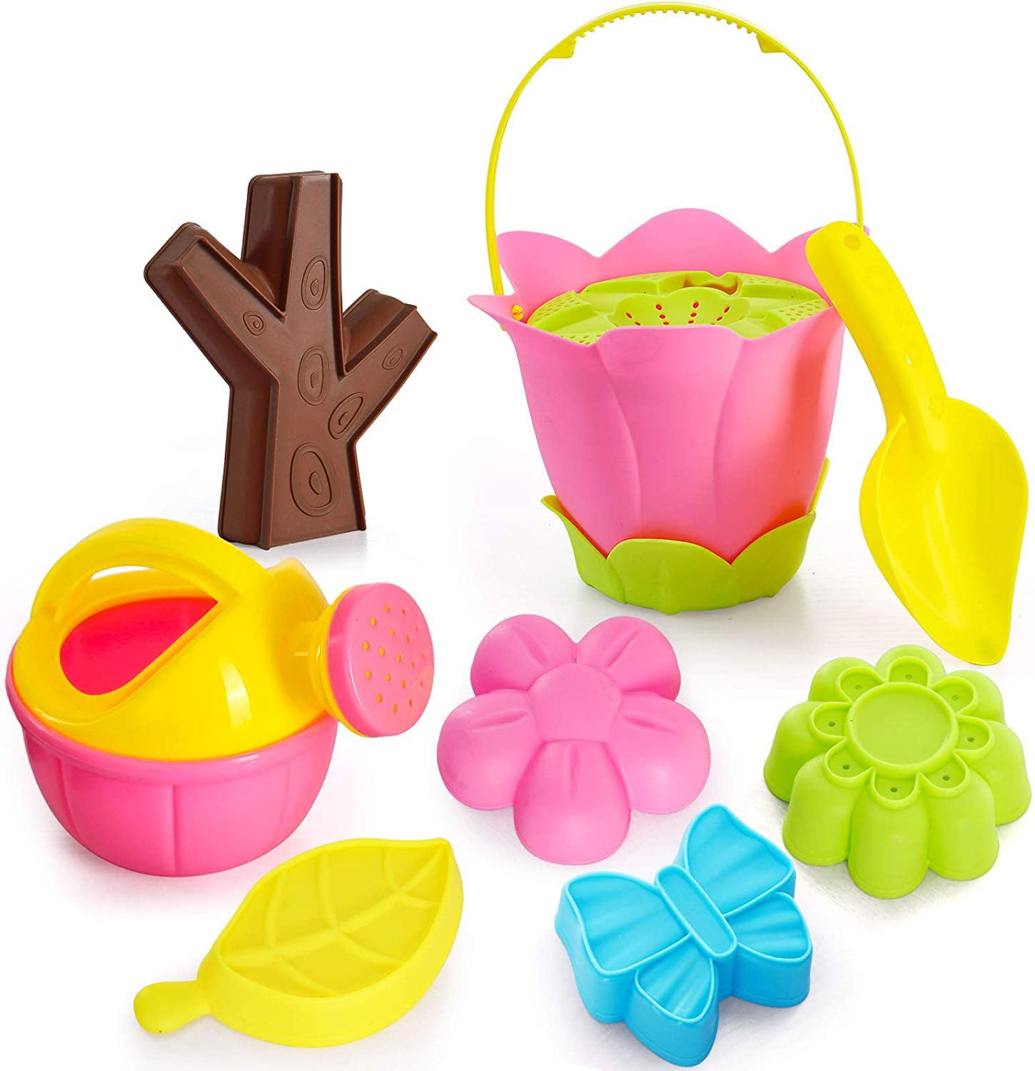 Beach Sand Toys Sandbox Toys for Girls Kids Toddlers,Flower Shape Sand Molds,Beach Bucket,Watering Can,Shovel,Sifter Kids Outdoor Toys Set