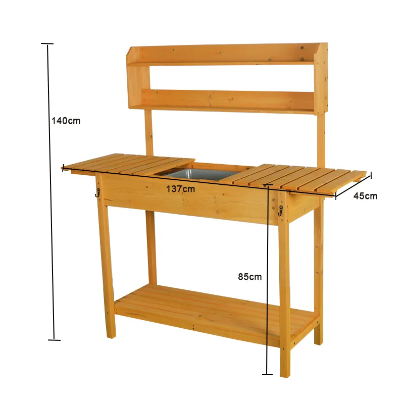 Factory direct supply garden potting table solid wood eco friendly potting bench table