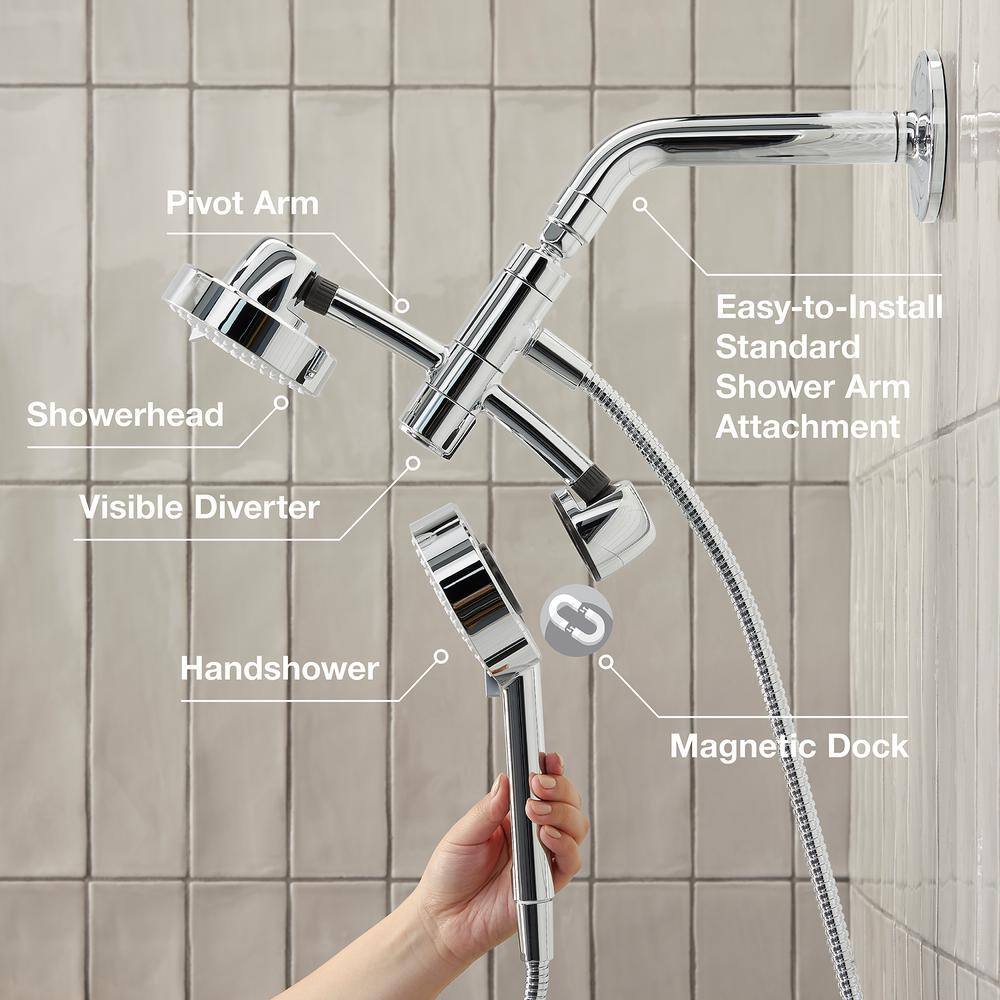 KOHLER Awaken 3-Spray Patterns with 2.5 GPM 5 in. Wall Mount Dual Shower Heads in Polished Chrome K-23218-CP