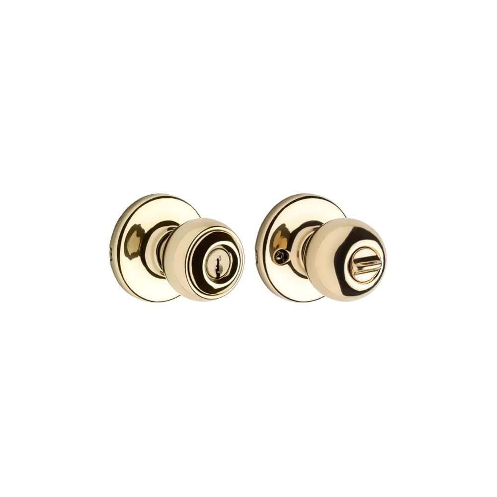 Polished Brass Security Keyed Entry Exterior Polo Lockset Knob