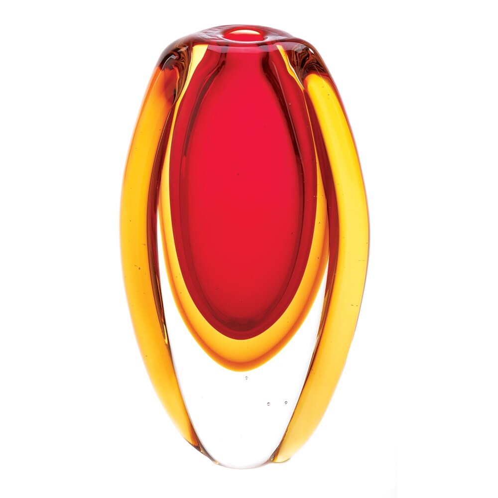 Brilliant Red and Gold Glass Vase