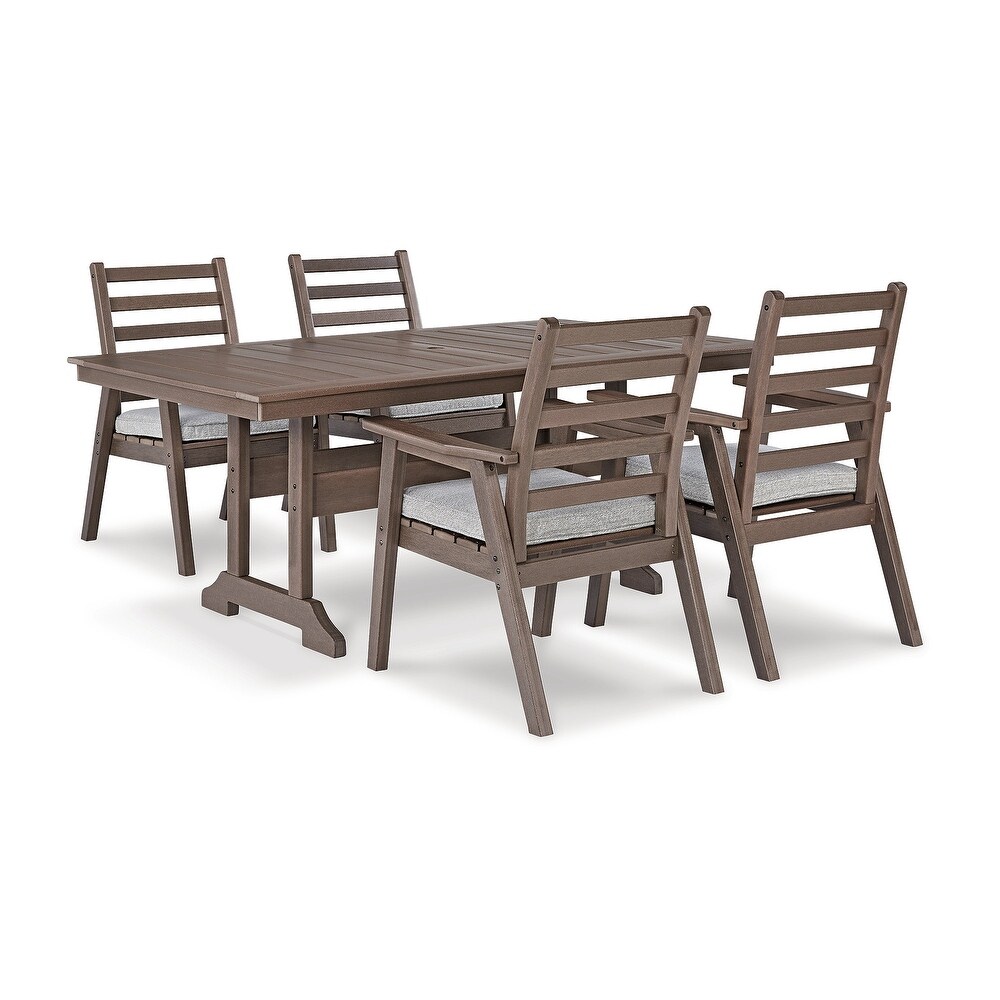 Signature Design by Ashley Emmeline Brown/Beige 5 Piece Outdoor Dining Package   72\