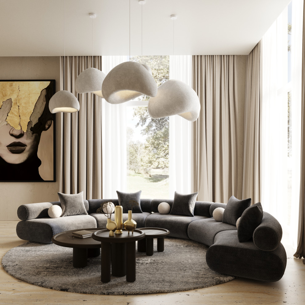 Strauss Contemporary Brown Ash Round Coffee Table   Transitional   Coffee Tables   by Vig Furniture Inc.  Houzz