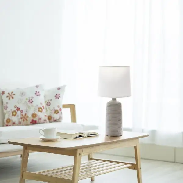 Simple Designs Textured Linear Ceramic Table Lamp