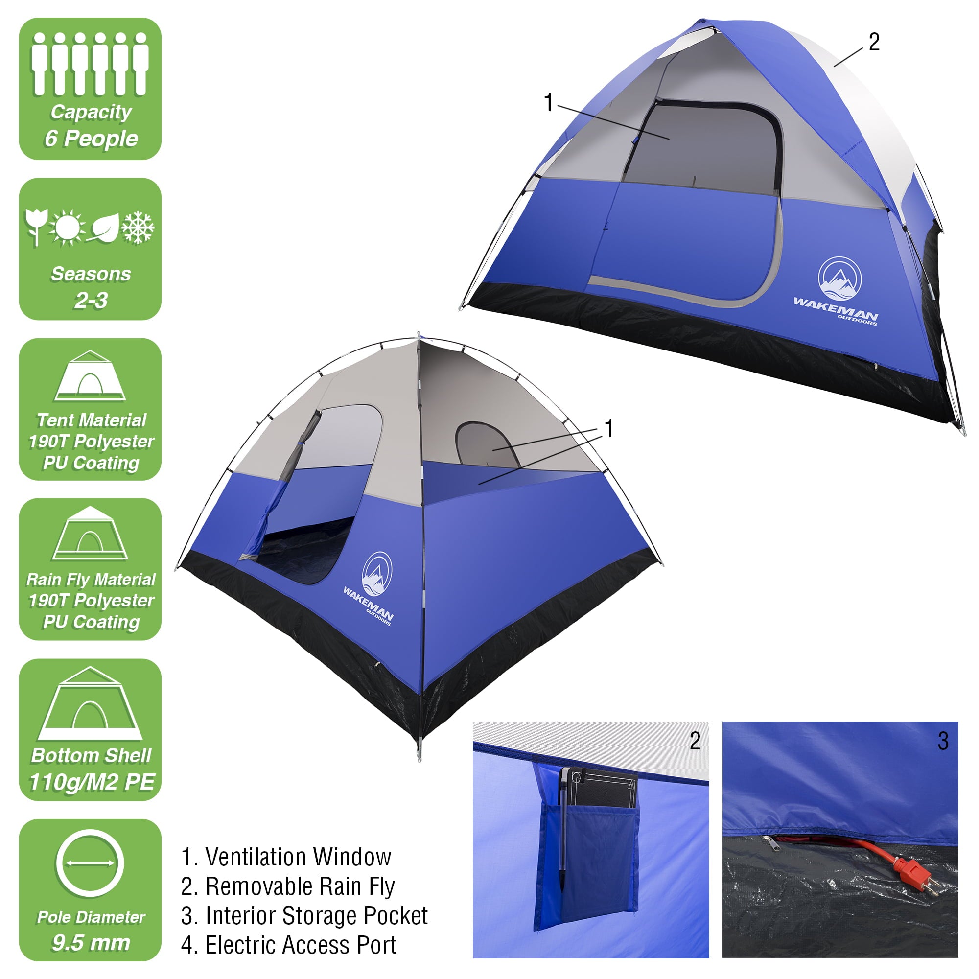 Wakeman 6-Person Camping Tents