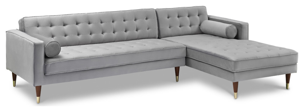 Somerset Velvet Right Sectional Sofa   Midcentury   Sectional Sofas   by Armen Living  Houzz