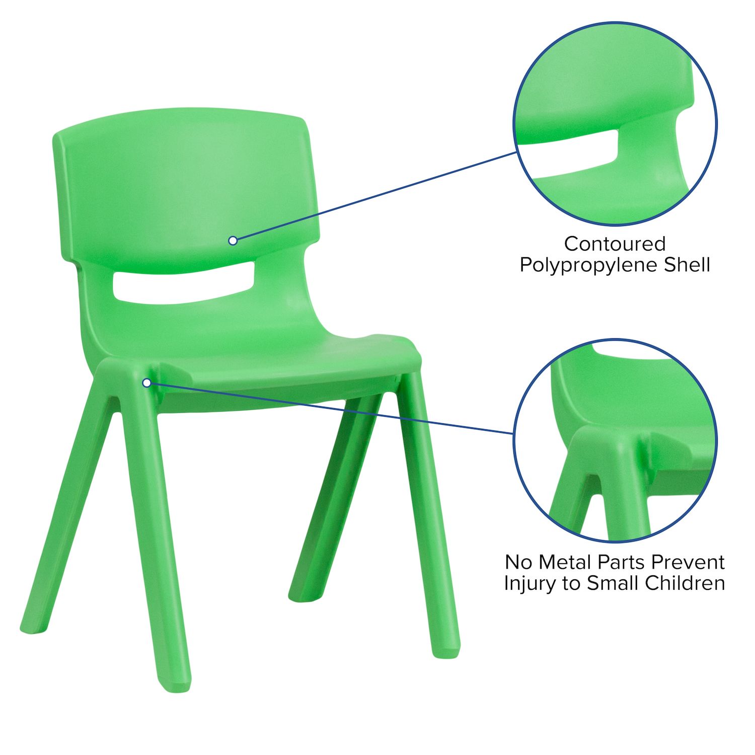 Emma and Oliver 5 Pack Plastic Stackable School Chair with 15.5'' Seat Height