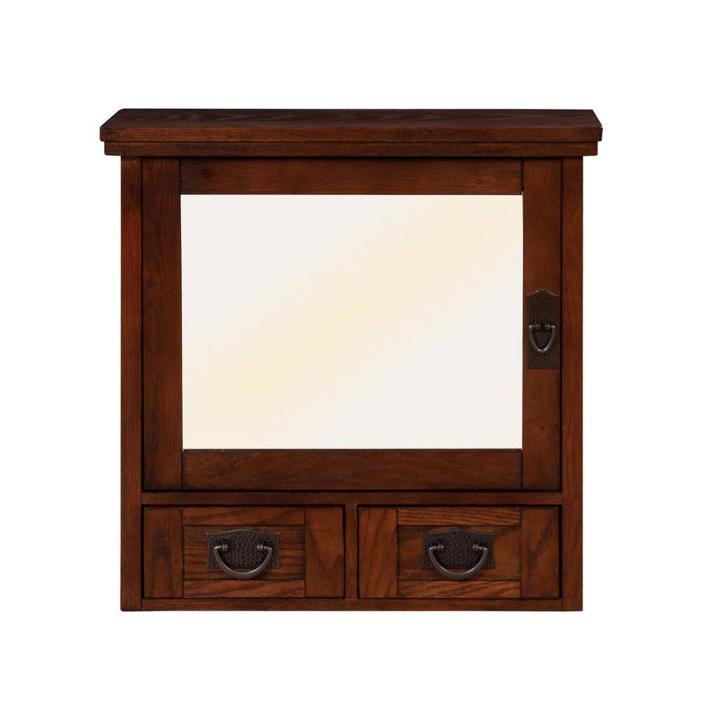 Home Decorators Collection Artisan 23-12 in. W x 22-34 in. H x 8 in. D Framed Rectangular Bathroom Vanity Mirror in Dark Oak MD-M1752