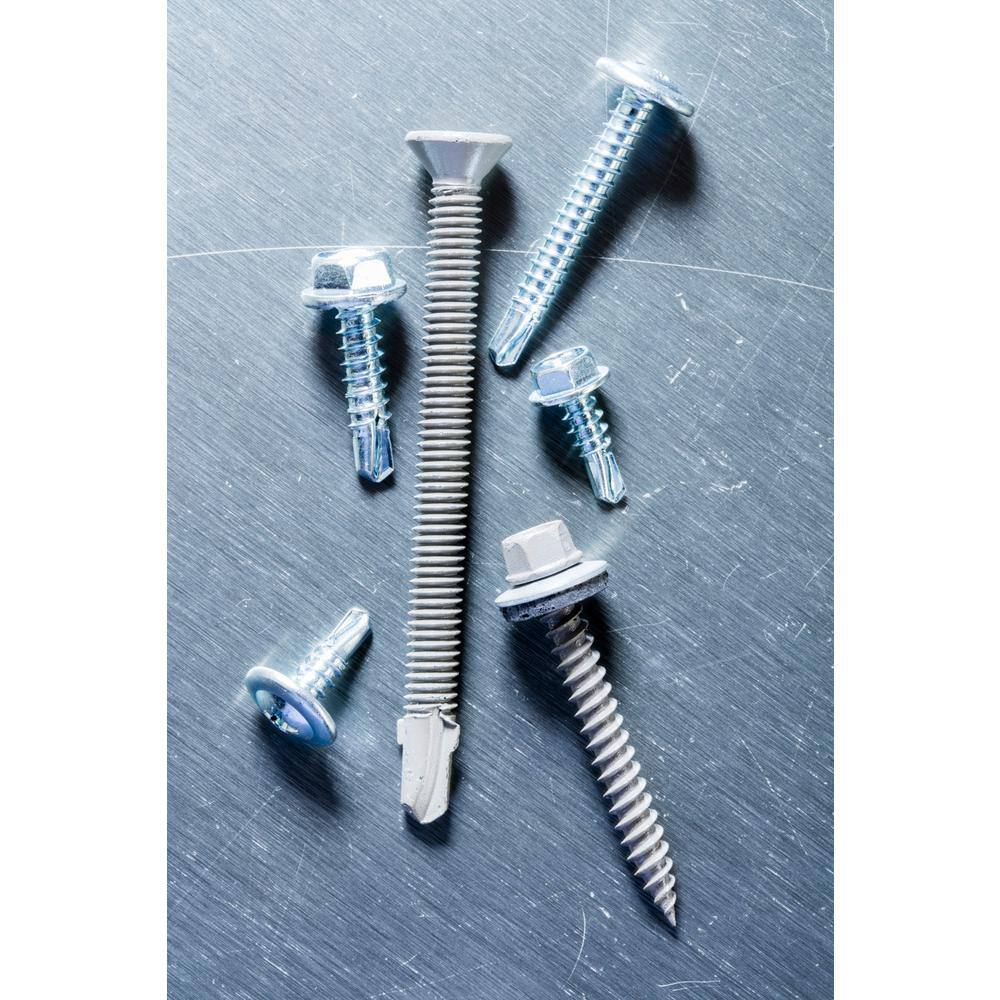 Teks #9 x 1 in. Steel External Hex Head Washer Sharp Point Roofing Screws (120-Pack) 21400