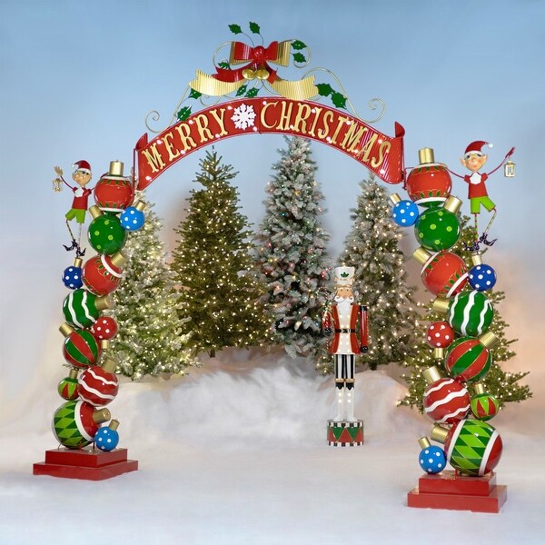 Large Iron Merry Christmas Archway with Santa's Elves