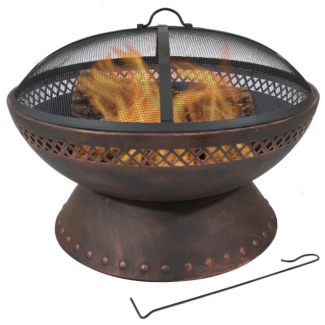 Sunnydaze Decor NB-154 25-in W Copper Steel Wood-Burning Fire Pit