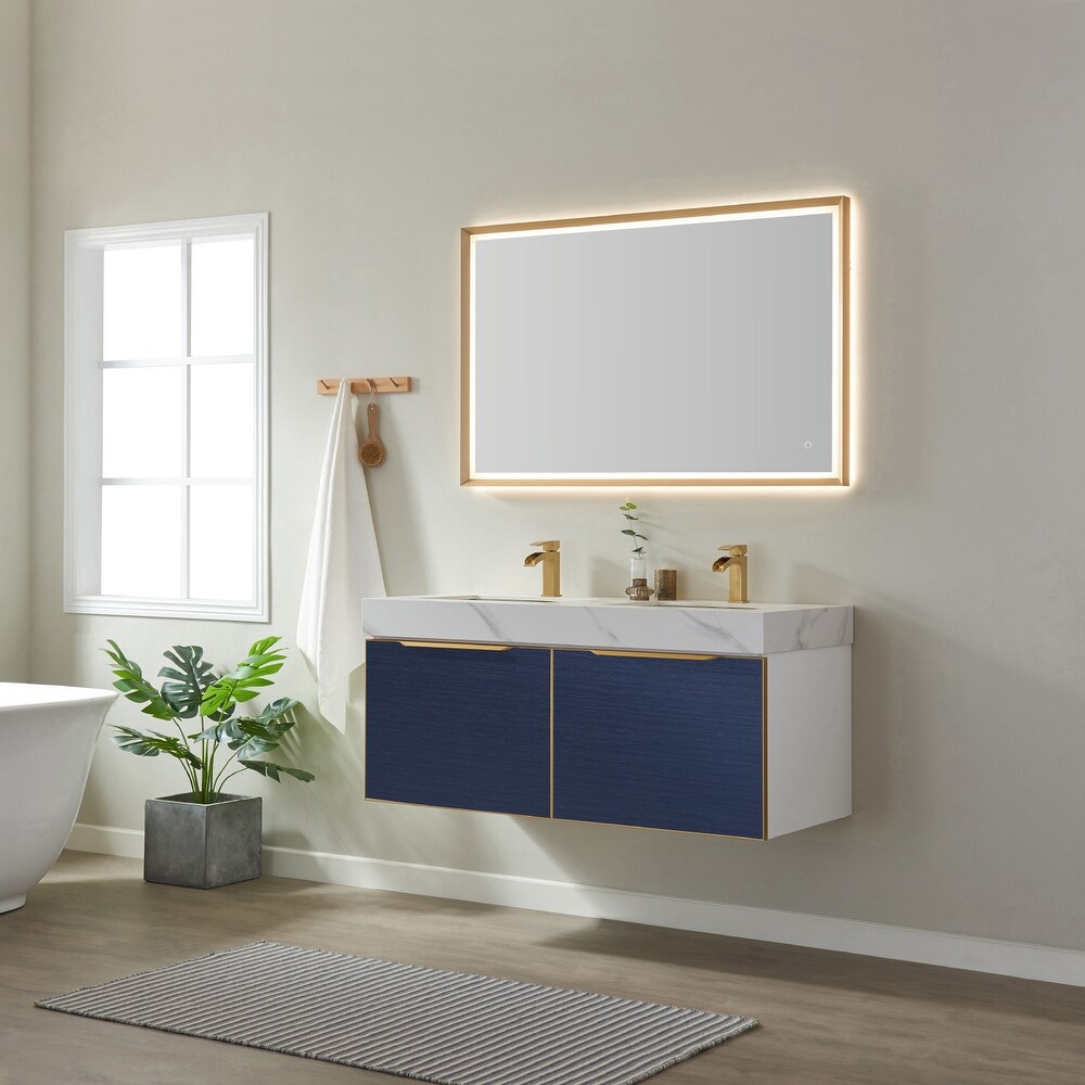 Alicante 48 in. Classic Blue Double Vanity with Mirror