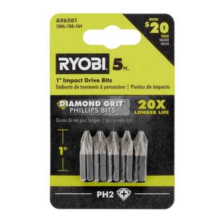 RYOBI 1 in. Diamond Grit Impact Drive Bits (5-Piece) A96501