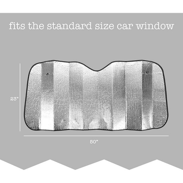 Silver Car Foldable Sun Shade Zone Tech Premium Quality Accordion Metallic Reflective Car Sun Shade