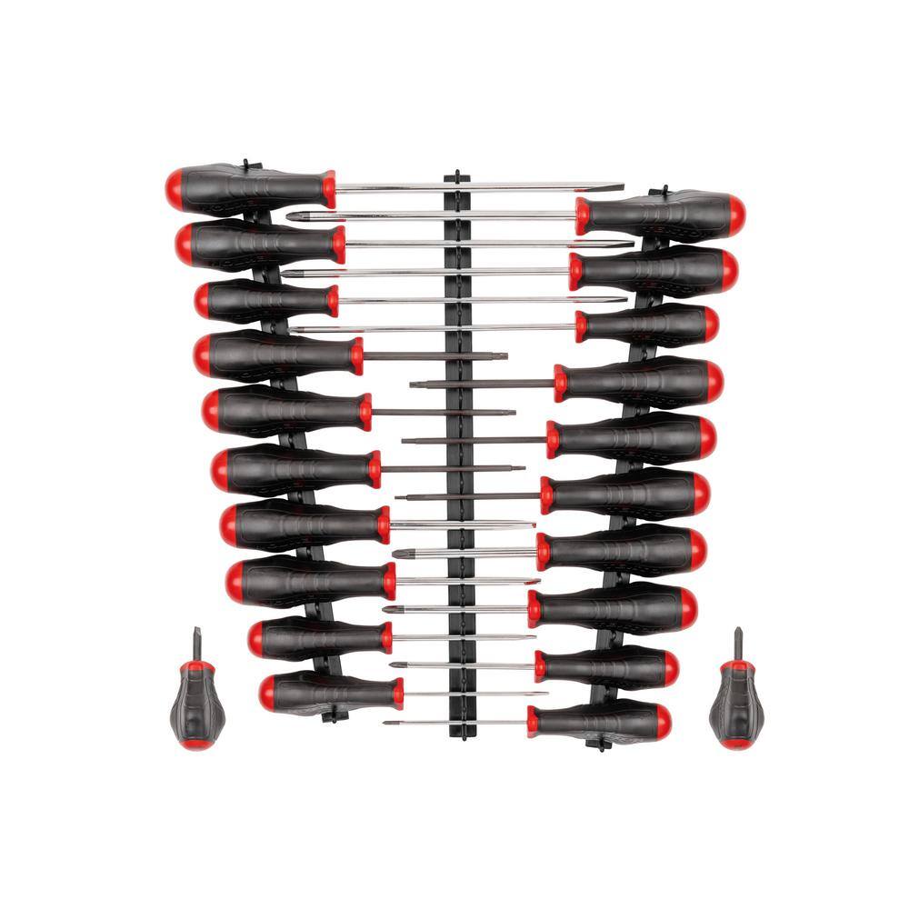 TEKTON High-Torque Screwdriver Set with Black Rails 22-Piece (#0-#318-516 in. T10-T30) DRV45500