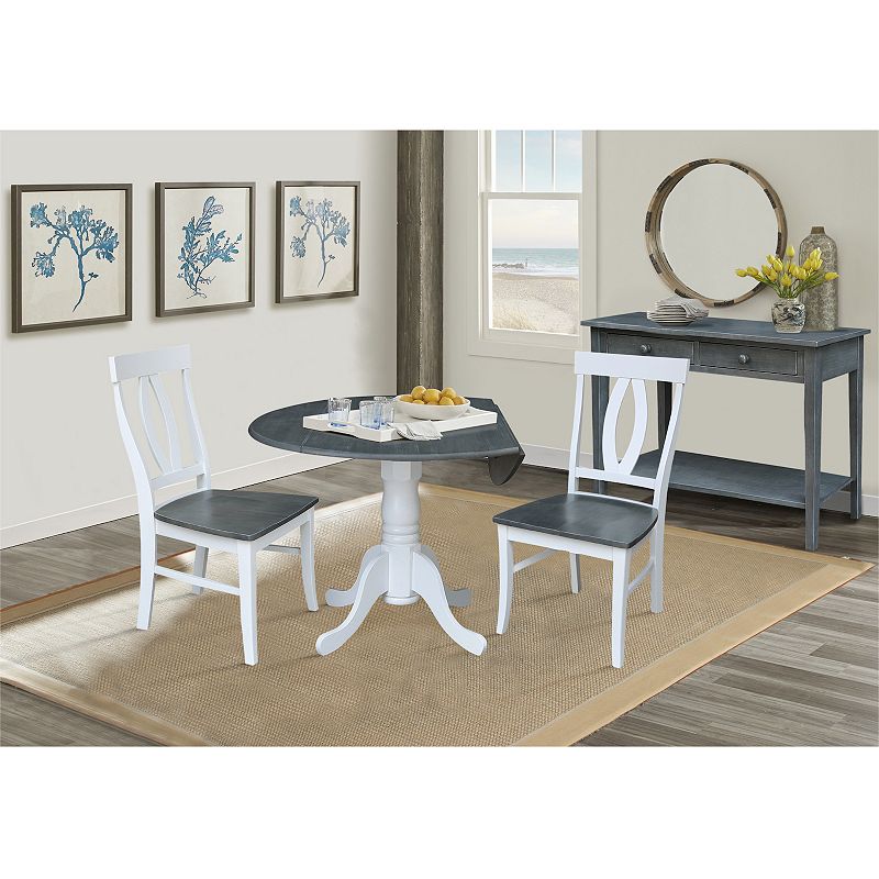 International Concepts Dual Drop Leaf Dining Table and Chair 3-piece Set