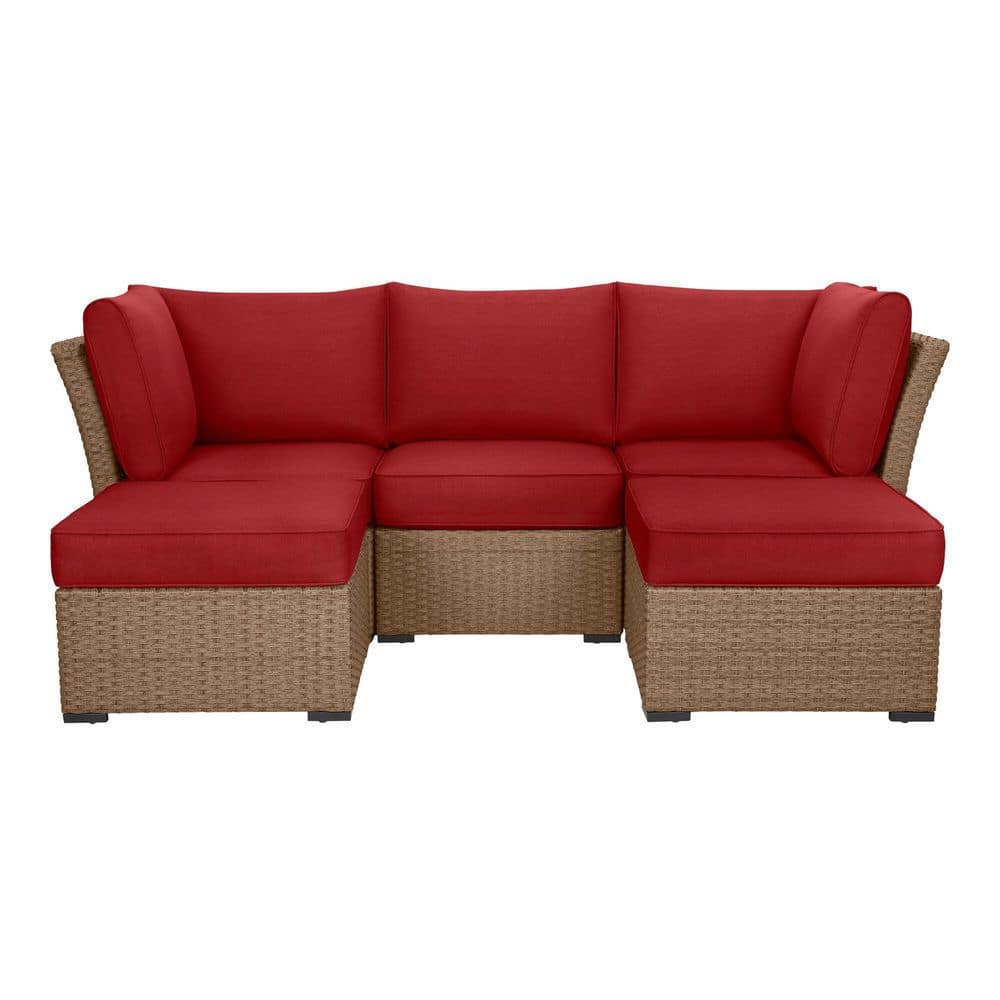 StyleWell Salisbury Cedarbrook 5-Piece Outdoor Sectional with Espresso Frame Finish and Chili Cushions GC-51312-SRPE-C