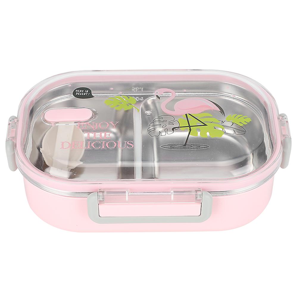 Portable 304 Stainless Steel 650ml Bento Box Leakproof Food Container For Students Kidspink