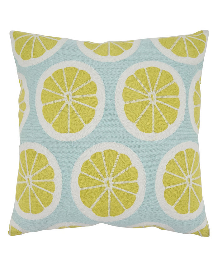 Saro Lifestyle Citrus Embroidered Decorative Pillow， 18 x 18