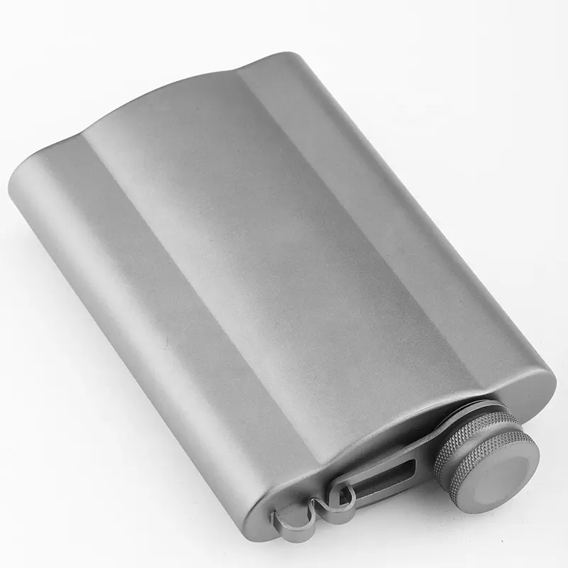 260ml Portable Food Grade Titanium Hip Flask Whiskey Flagon Water Coffee Tea Bottle for Outdoor Camping Hiking Gear Tools