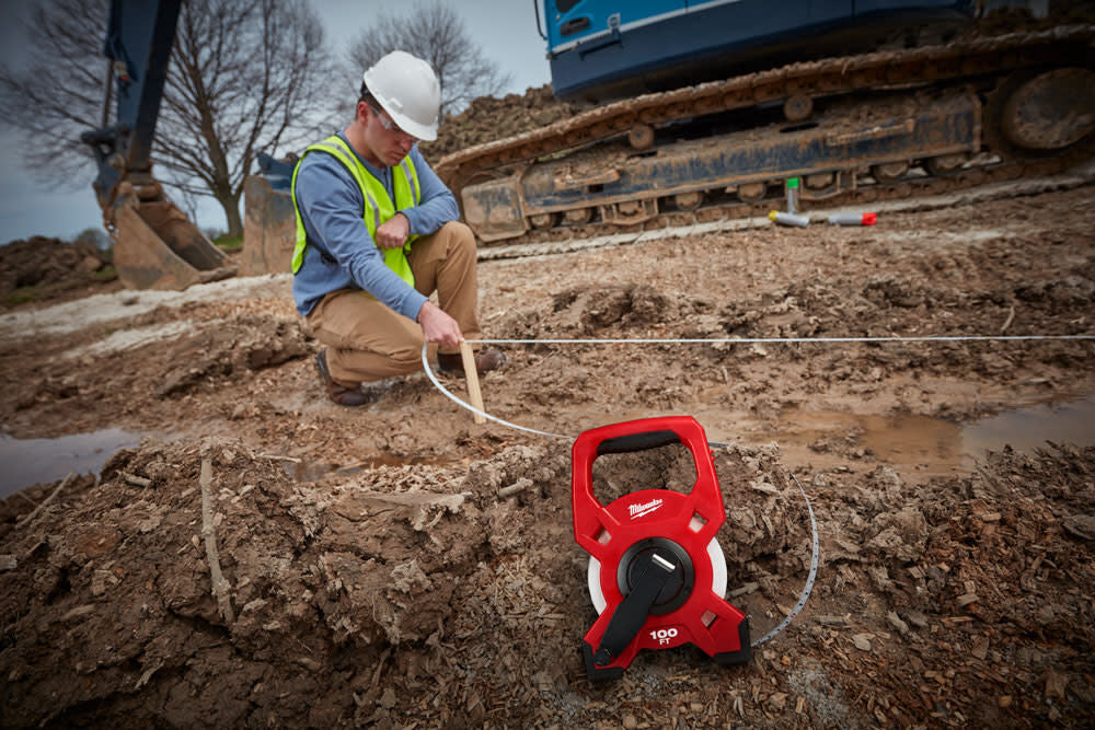 Milwaukee 100 Ft. Steel Open Reel Long Tape Measure 48-22-5201 from Milwaukee