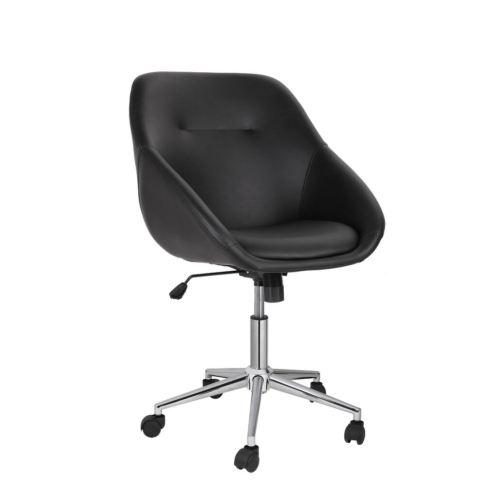 Porthos Home Hayes Swivel Office Chair  Chrome Base  PU Leather