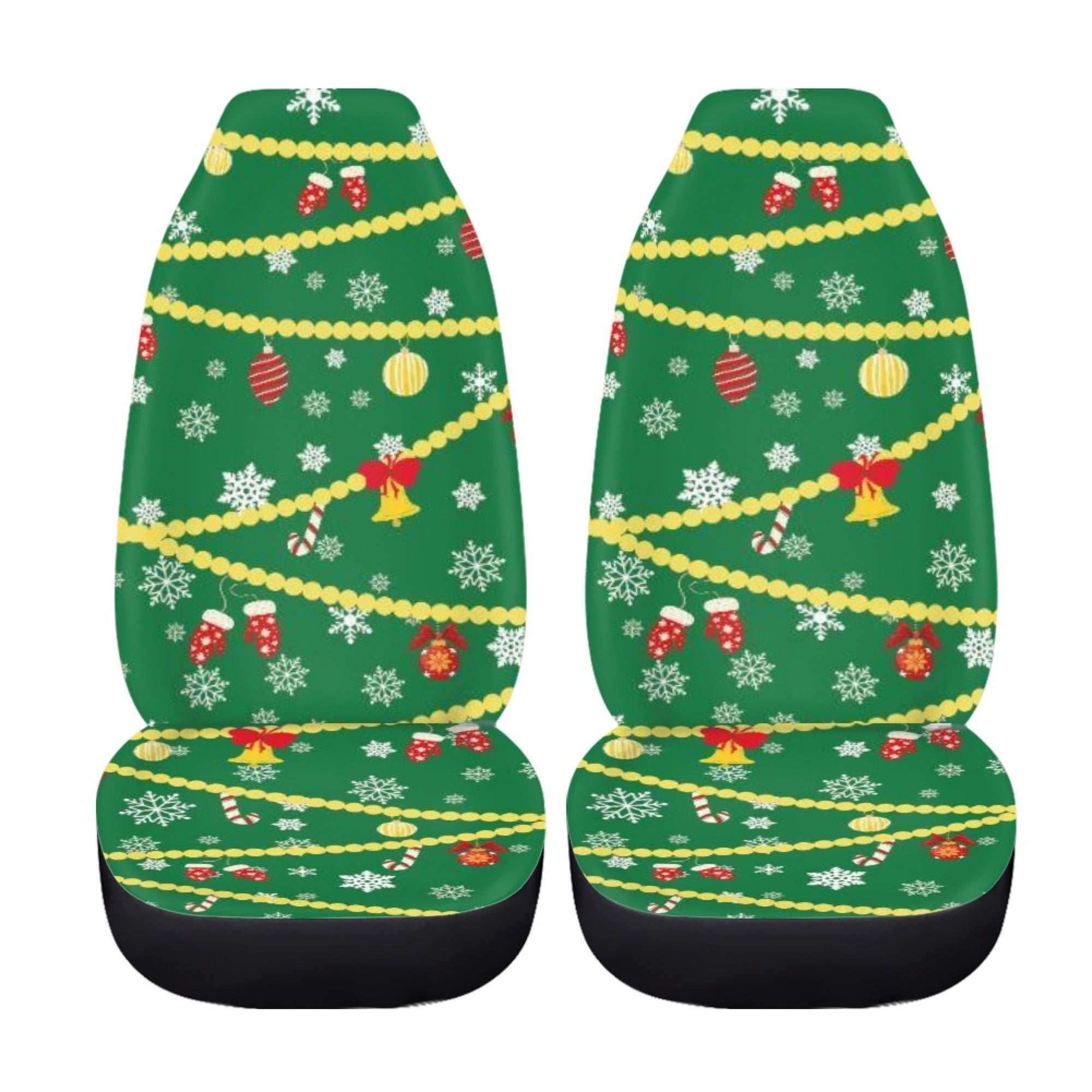 Diaonm Christmas Tree Pattern 2 Packs Car Front Seat Covers Flexible Stretchy Polyester Fabric Seats Protector Case Fits Most Sedans Vans Trucks