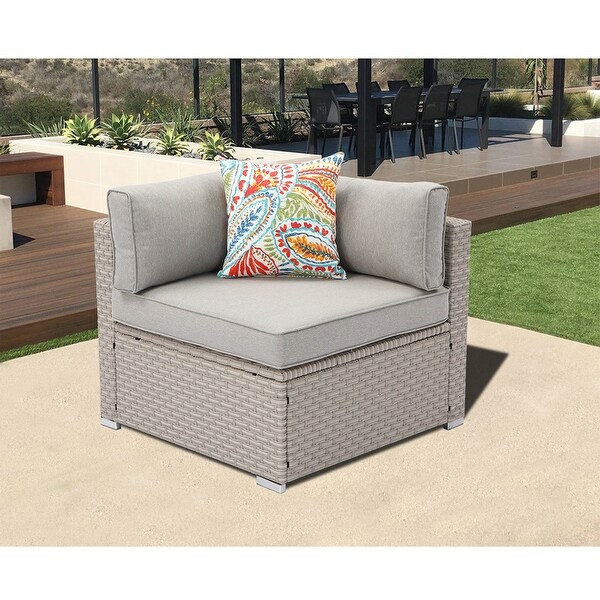 COSIEST Patio Sectional Right/Left Corner Side Wicker Armchair With Pillow