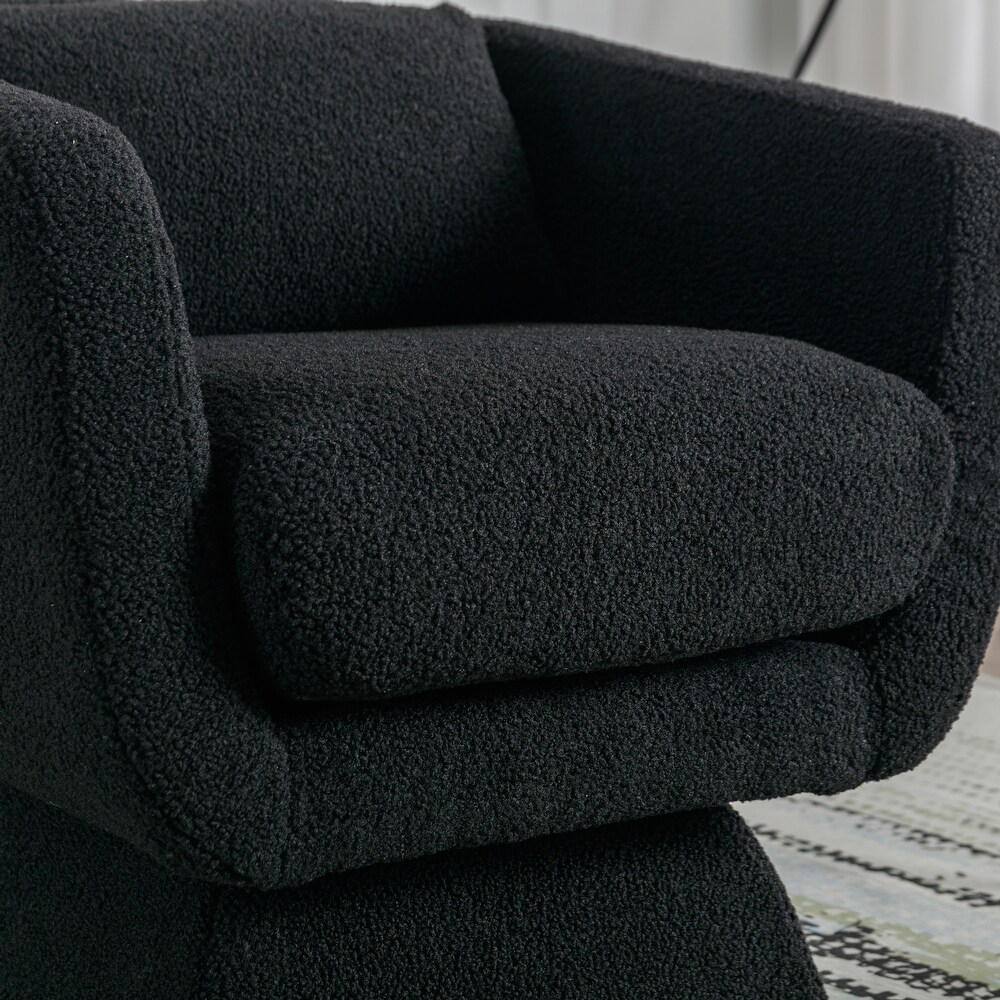 Boucle Upholstered Swivel Accent Arm Barrel Chair for Living Room