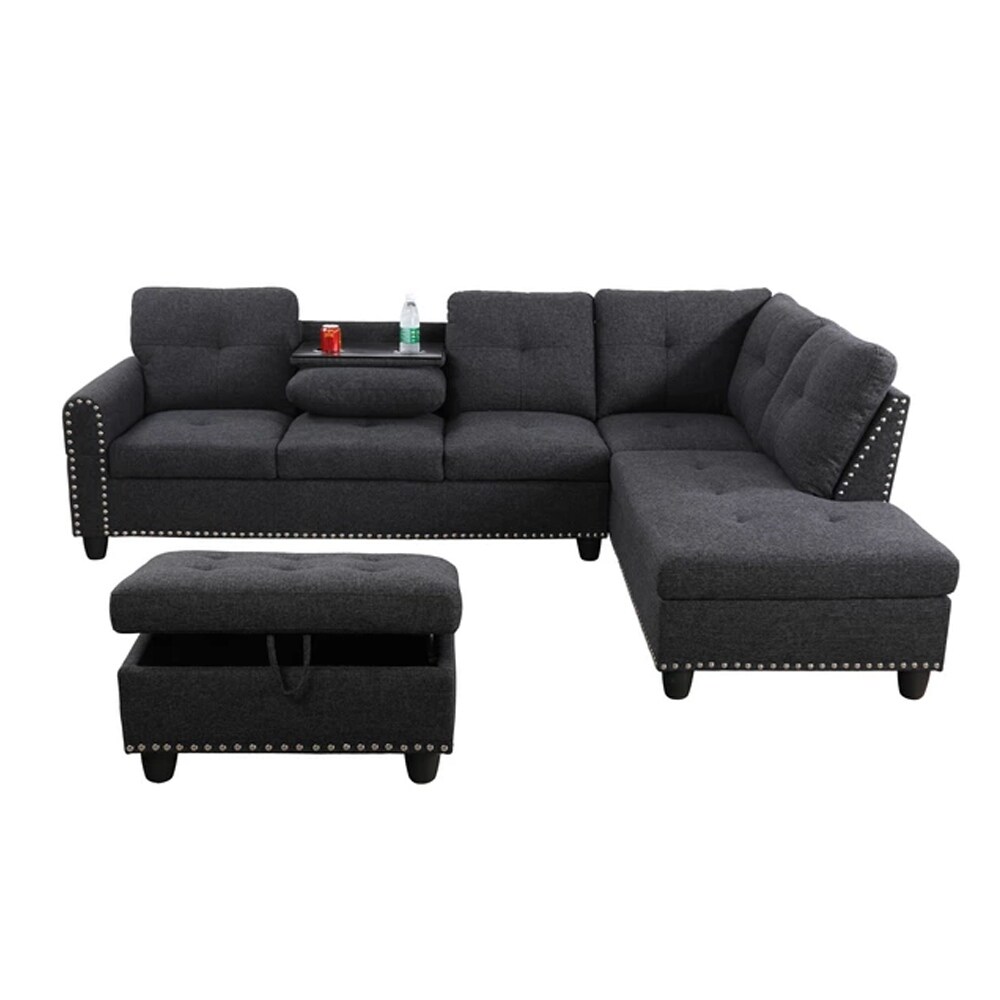 Sectional Sofa Set w/ Drop Down Table