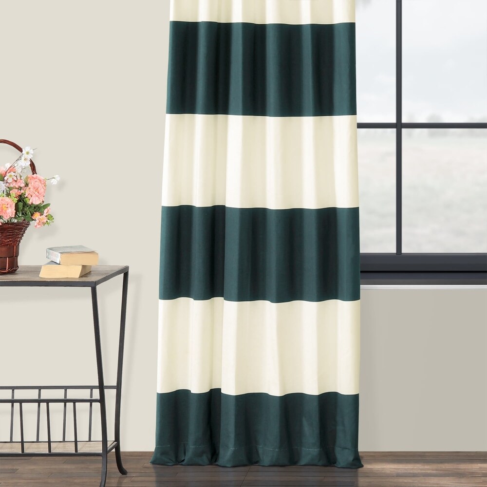 Exclusive Fabrics Cabana Cotton Horizontal Stripe 96 inch Curtain (1 Panel)