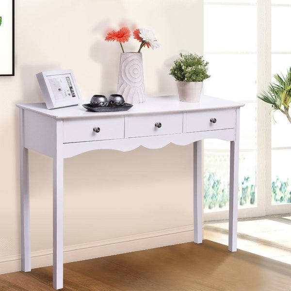 Hall table Side Table with 3 Drawers-White - 39.4