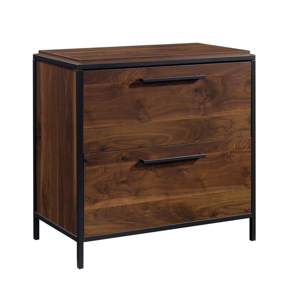 SAUDER Nova Loft Grand Walnut Decorative Lateral File Cabinet with 2-Drawers and Metal Frame 429434