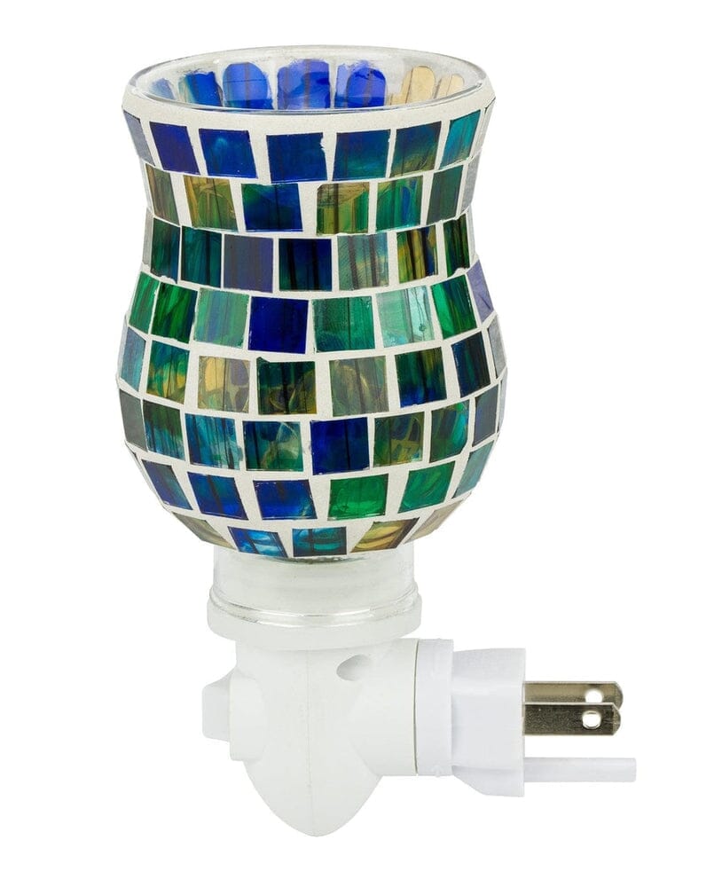 Mosaic Glass Plug-In Fragrance Wax Melt Warmer (Ocean Blue)