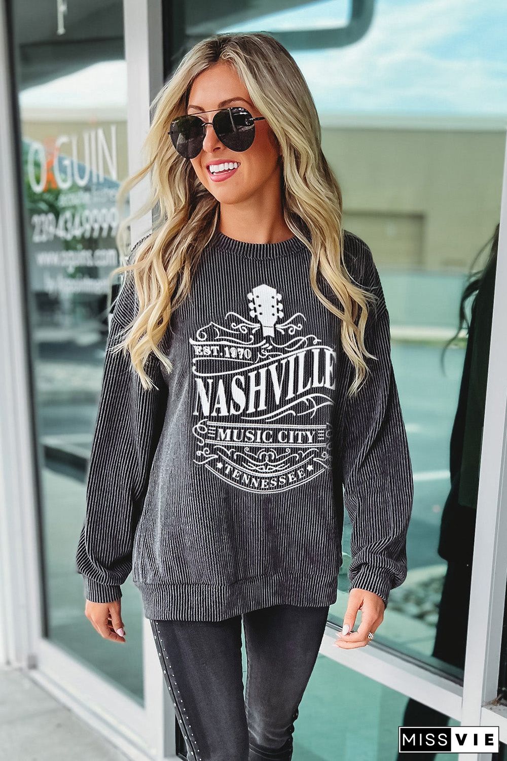 NASHVILLE MUSIC CITY Corded Graphic Sweatshirt