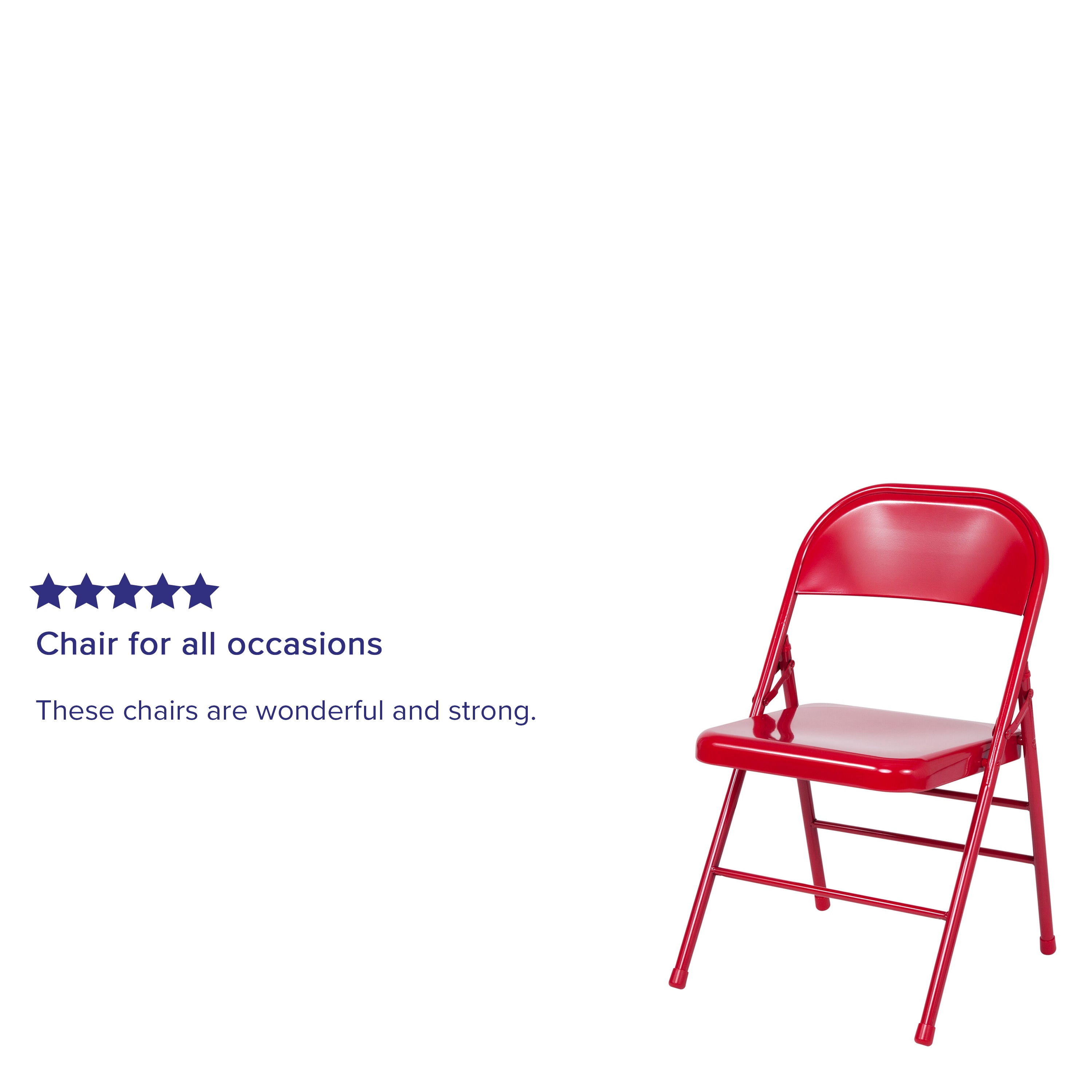 Emma + Oliver 2 Pack Double Braced Red Metal Folding Chair