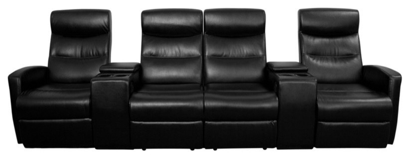 Black Bonded Leather Recliner   Contemporary   Theater Seating   by Global Discount Store LLC  Houzz